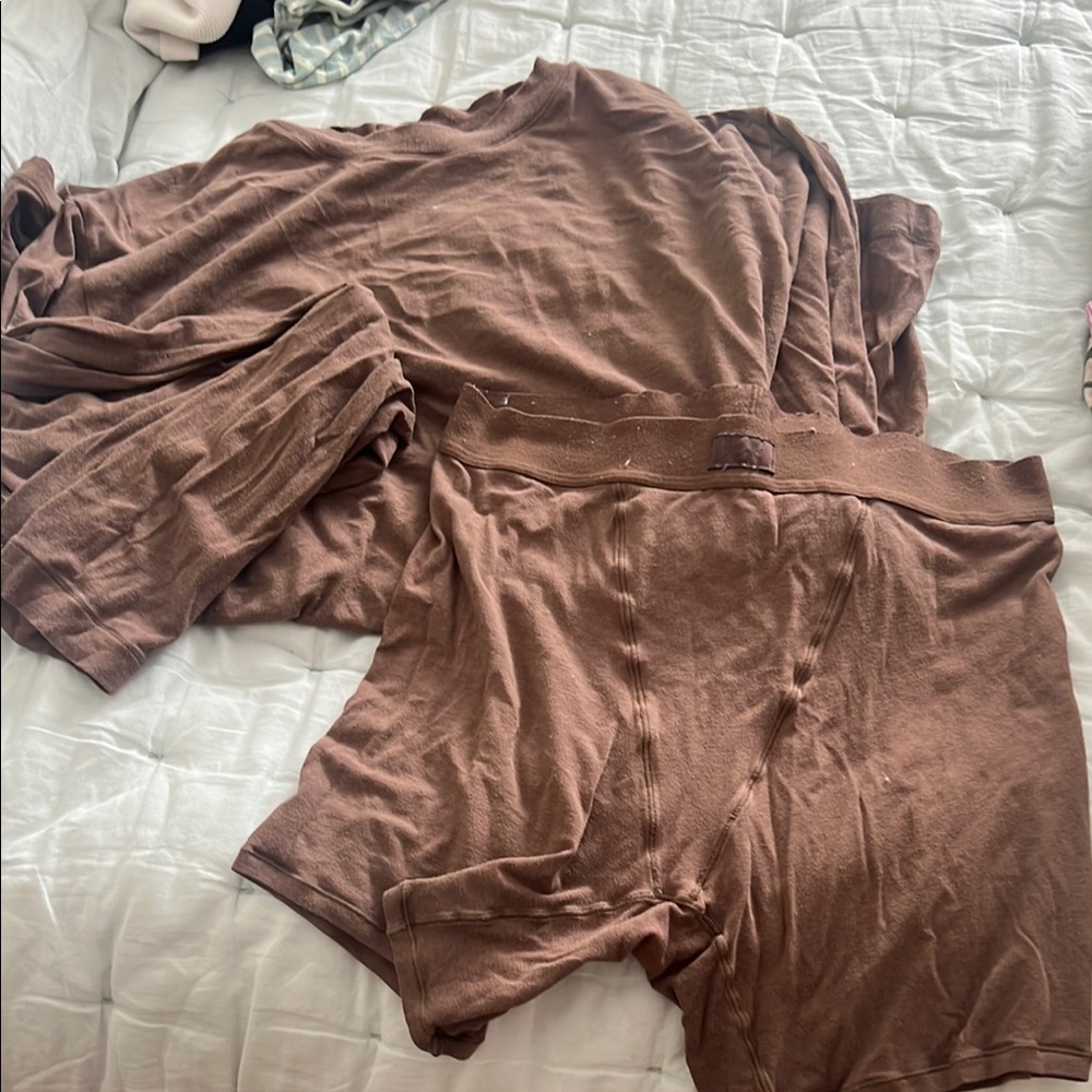 SKIMS Brown Pajama Set